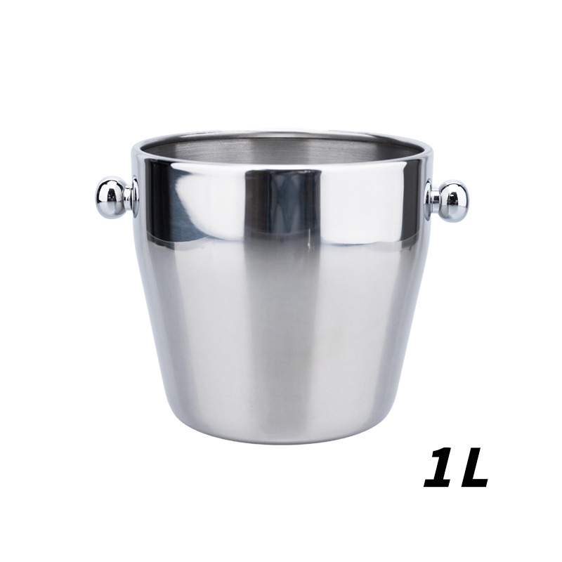 Cubo enfriador de vino y cerveza, 1L, 2L, soporte de almacenamiento de cubitos de hielo de acero inoxidable para Bar KTV, cocina, , Bar, champán, vino, cubos de cerveza: plum