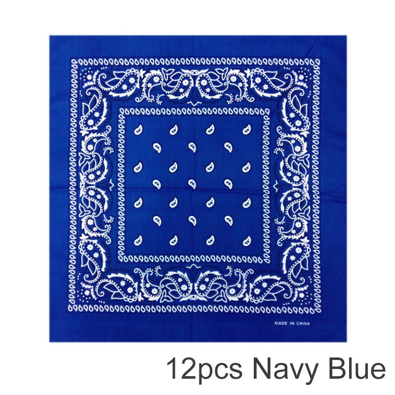 12 pak paisley bandanas pandebånd hovedtørklæde ansigtsdæksel hals stof bandana til cykling udendørs sport: Marine blå
