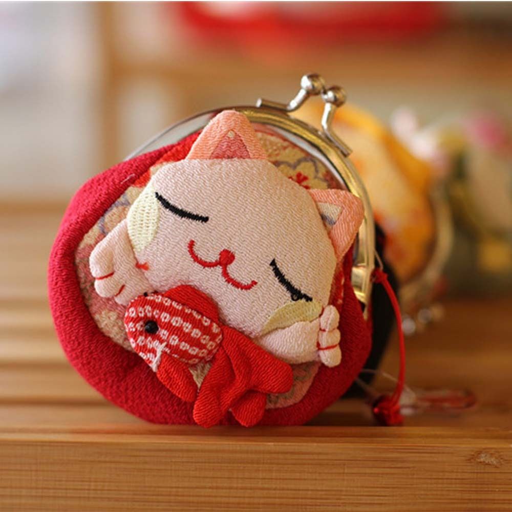 Portamonete giapponese Maneki Neko fortuna gatto portamonete carino multicolore fortunato gatto chiusura pochette mini hasp portafogli regali