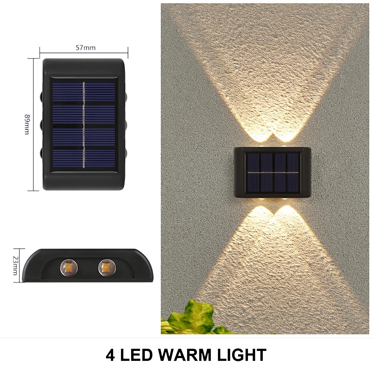 Lámpara Solar de pared para exteriores, luz alimentada por energía Solar impermeable hacia arriba y hacia abajo, ilumina el hogar, jardín, porche, decoración de patio, luz Solar exterior: ROSE / 0-5 W