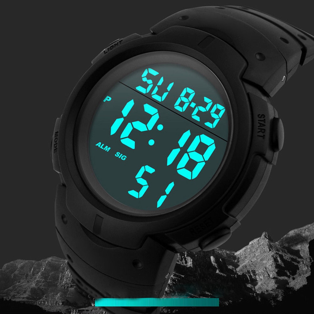 Waterproof Men's Silicone LCD Digital Stopwatch Date Rubber Sport Wrist Watch