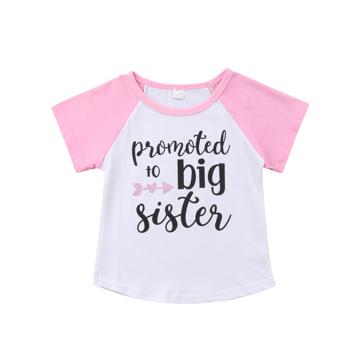 Enfants filles T-shirt-promu à grande soeur-été coton à manches courtes hauts T-shirt enfants vêtements de sport: Rose / 2T