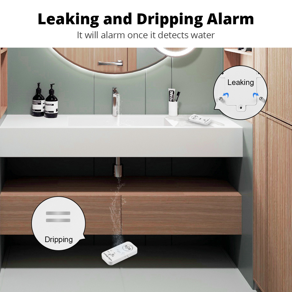 CORINA Draadloze Watersensor 90db Alarm Waterlekkage Detector Lek Alert Monitoring Lek en Druppel Alarm Voor Thuis