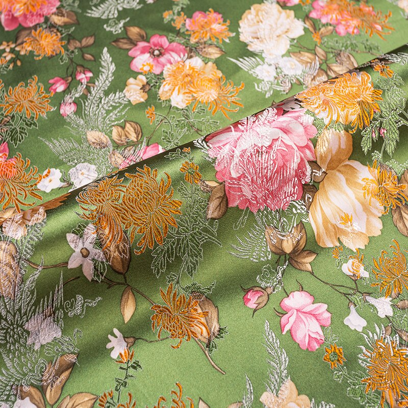 Blomster imitasjon silke damask stoffer brokade jacquard mønster symateriale til cheongsam kimono av diy stoff til kjole