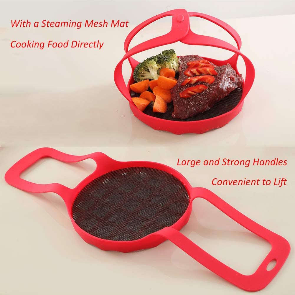 Silicone Pressure Cooking Sling Couscous Cooking and Steamer Cooker Rack Food Grade Bakeware Lifter Egg Basket Steam Pot