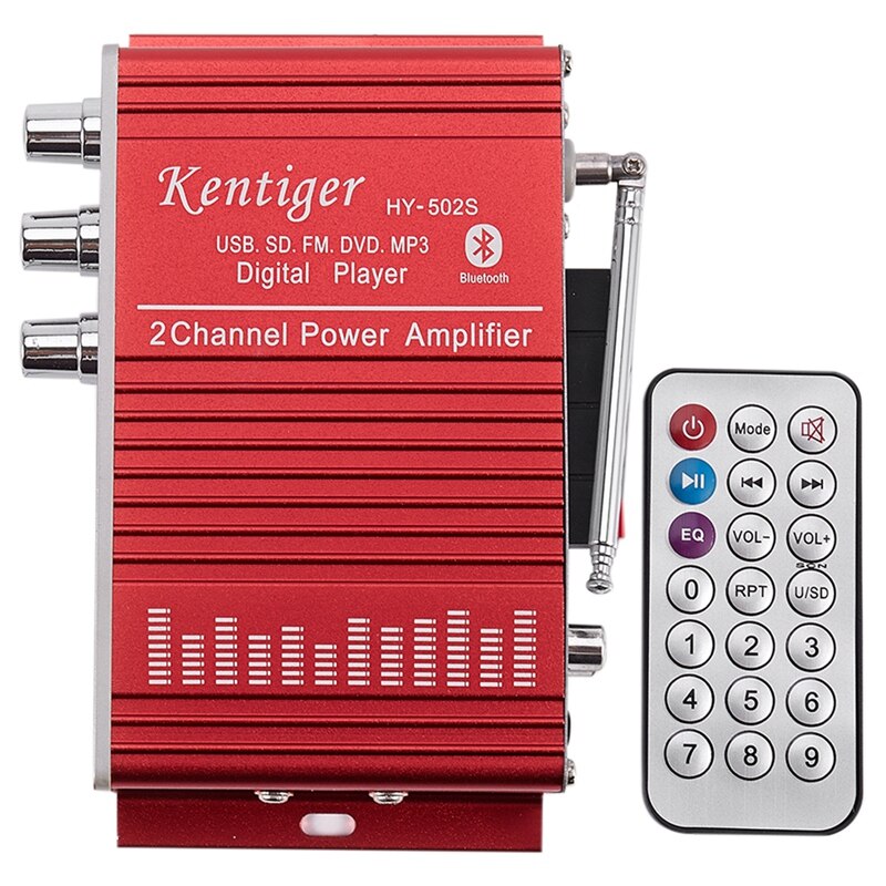 Kentiger Hy-502S 2Ch Bluetooth Hi-Fi Super Bass Output Power Stereo Amplifier With Remote Controller Usb/Sd Card Player Fm Radio