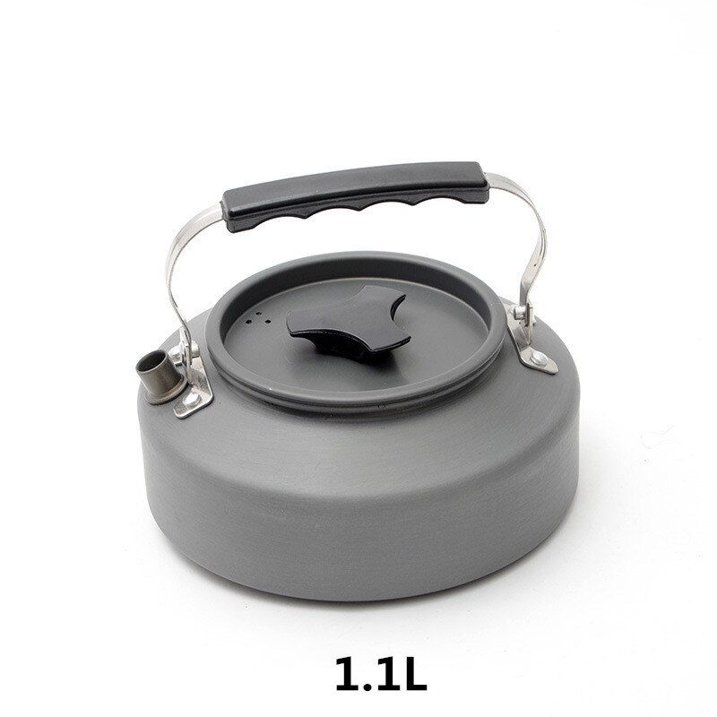 XC aluminium czajnik kempingowy 1.1L/1.6L na wolnym powietrzu kawiarka kemping zastawa stołowa zestaw robić gotowania na piknik podróże piesze wycieczki: 1.1L czarny