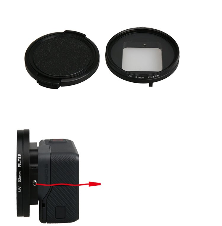 Filter uv + linsebeskyttelseshætte  + 52mm adapterring filtre sæt filtro til go pro hero 5 6 7 sort kamera tilbehør