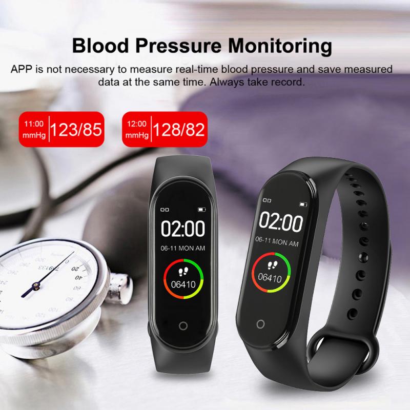 M4 banda inteligente rastreador de fitness relógio esporte pulseira freqüência cardíaca monitor de pressão arterial smartband saúde fitness rastreador