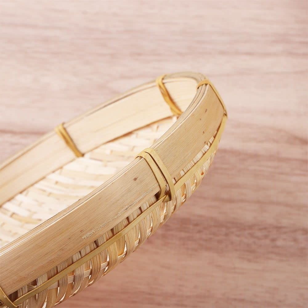 Vevd bambusbrettkurv flettet brødkurv håndlaget bambusvevd kurvbrett