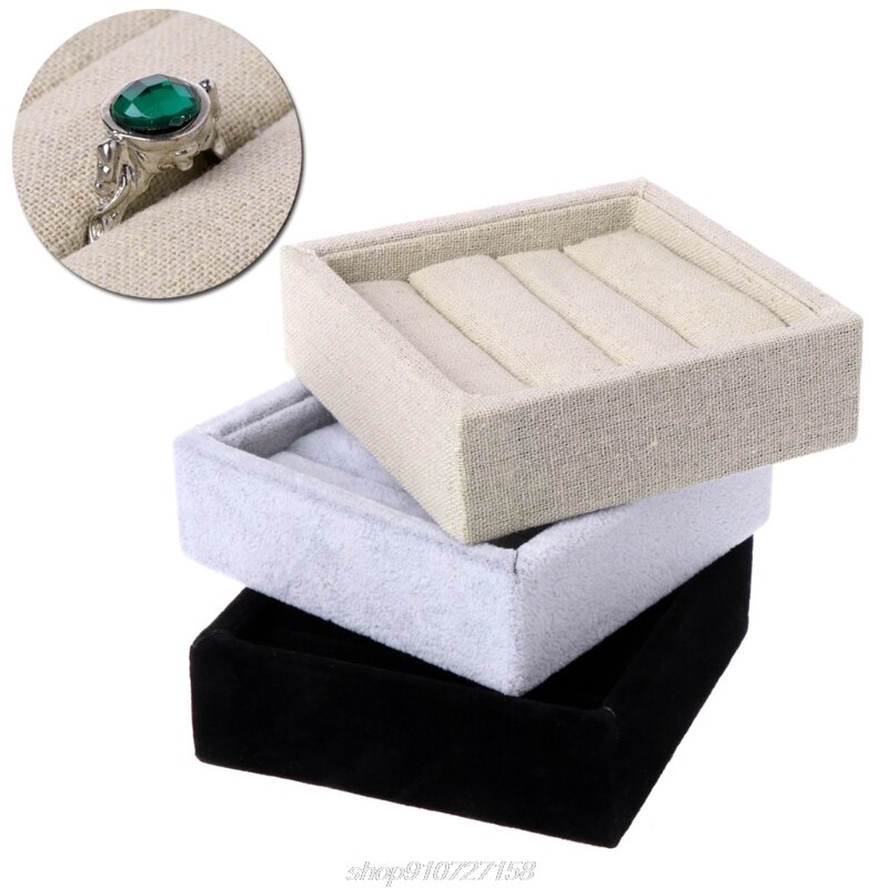 Velvet Jewelry Earring Ring Display Box Tray Holder Storage Showcase Organizer D08 20