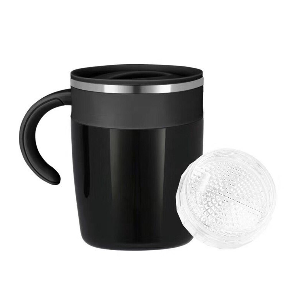Vacuum Anti-scalding Coffee Cup Insulation Thermos Cup Automatic Stirring Magnetic Mug Stainless Steel Coffee Mixing Cup: Black