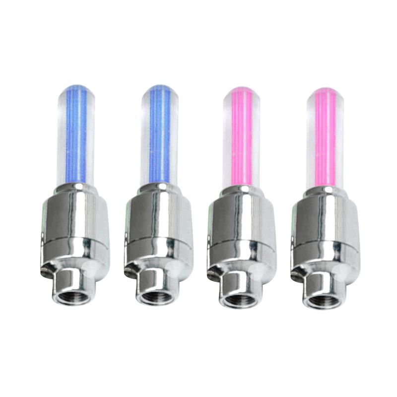 5Pcs Fiets Ventiel Licht Bike Valve Lamp Zeven Kleuren Tire Caps Led Lampen Flash Wiel Licht Voor Auto &#39;S fietsen Motoren: 2 Red and 2 Blue