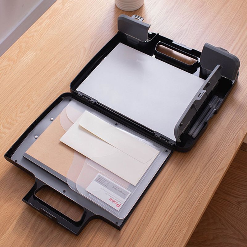 Portable A4 Files Document Clipboard Storage Case Organizer Multifunctional Compartment Holder Office Supplies