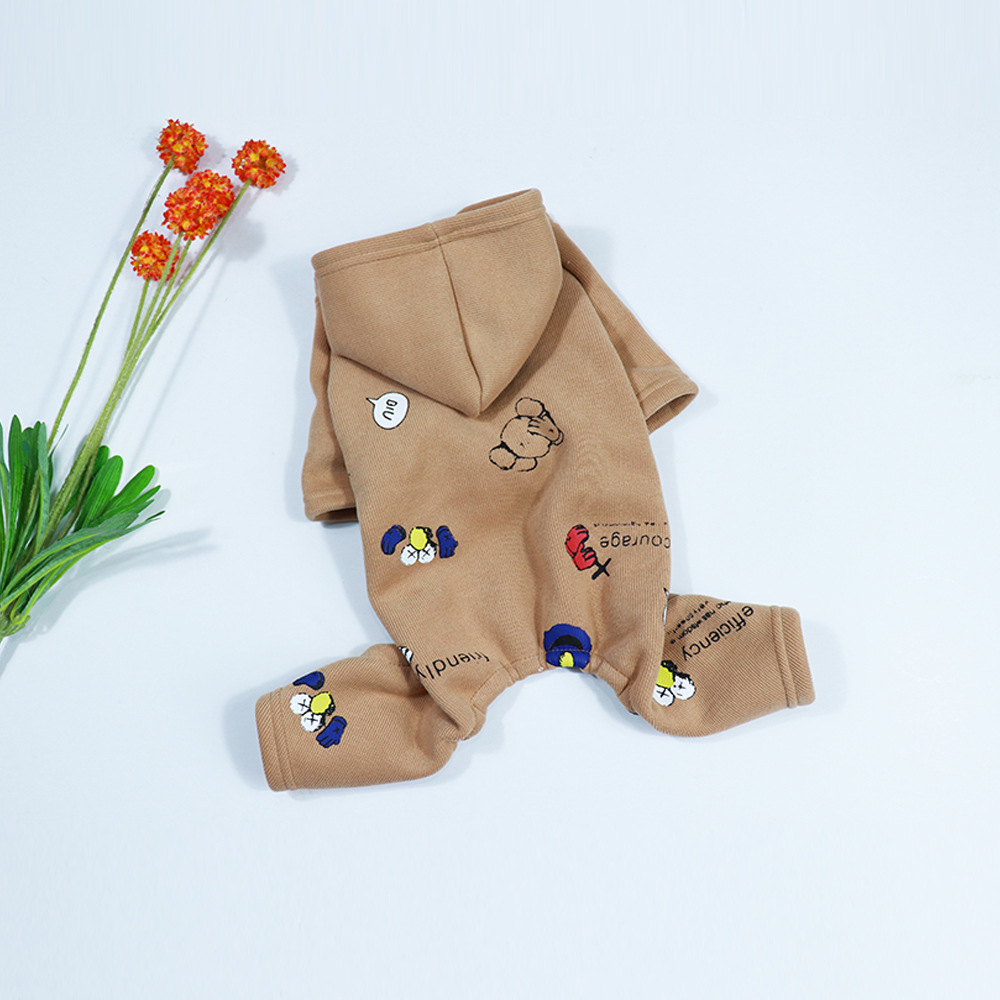 Ubranka dla psa buldog francuski zimowa ciepła bluza z kapturem dla psa miękka polarowa odzież dla zwierząt kurtka dla psa mops sweter boże narodzenie kombinezon dla psa: Brown / XXXL