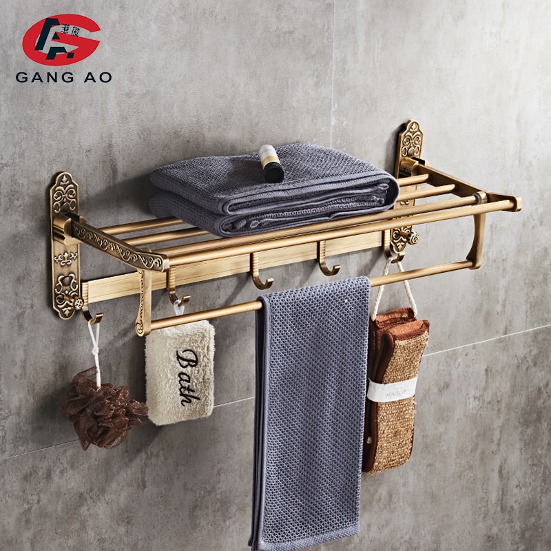 Antiek Messing Badkamer Accessoires Set Plank Handdoek Bar Cup Houders Haardroger Rack Tissue Holder Roll Papier Houder Zeepbakje