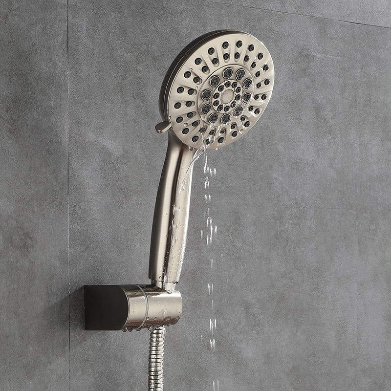 Douchekop Handdouche Hogedruk verstelbare spray Handdouchekoppen Geborsteld nikkel Wandgemonteerde doucheset 6-jets