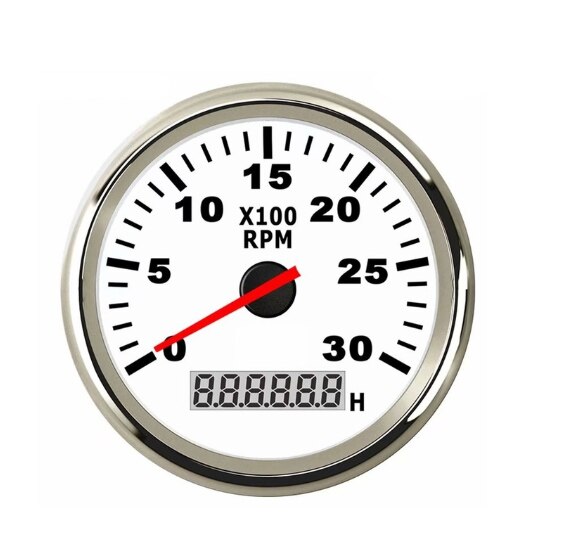 85mm Boat Tacho Sensor Marine Tacho Meter with LCD Hourmeter 3000 4000 6000 8000 RPM Marine Tachometer 12V/24V Red Backlight: WS 0-3KRPM