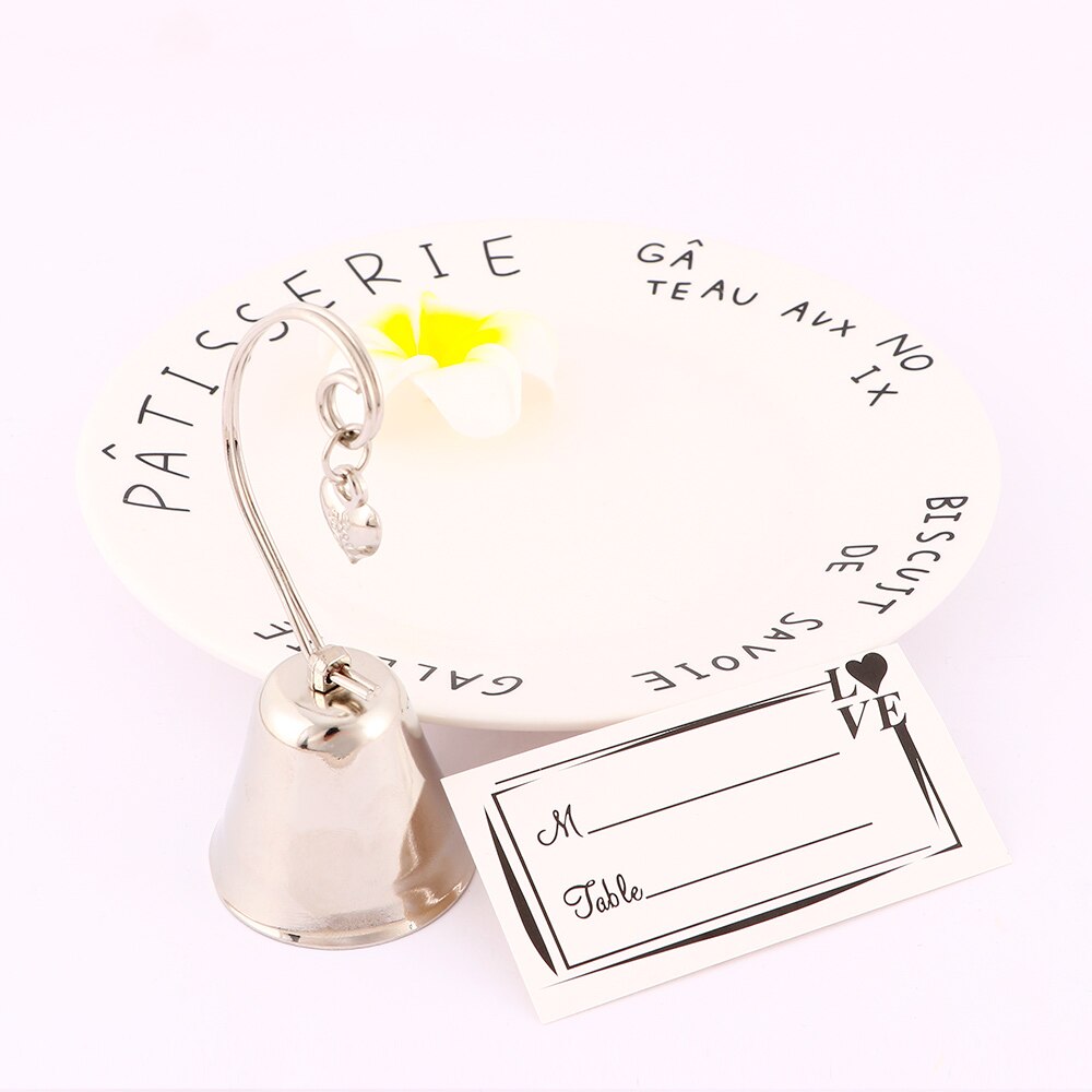 1 pc Charming Chrome Bell Place Card Holder Desk Menu Photo Clip Party Favor Wedding Table Decoration Accessories