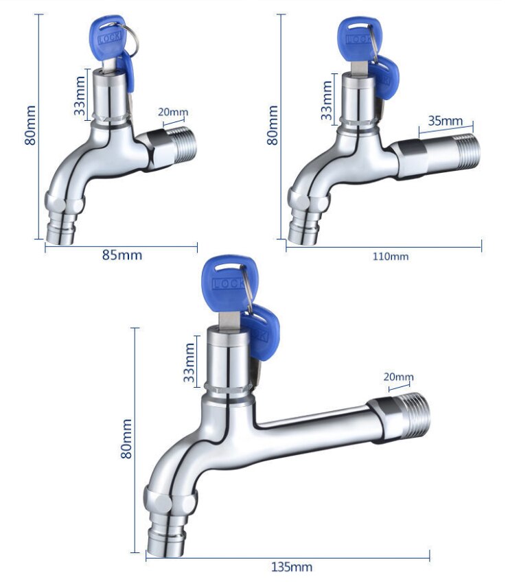 BaIDaiMoDeng Lavaggio Acqua di Rubinetto con Chiave di Blocco Rubinetto di Rame Singolo all'aperto anti-furto Rubinetto Della Cucina del Sensore del Rubinetto Esterno