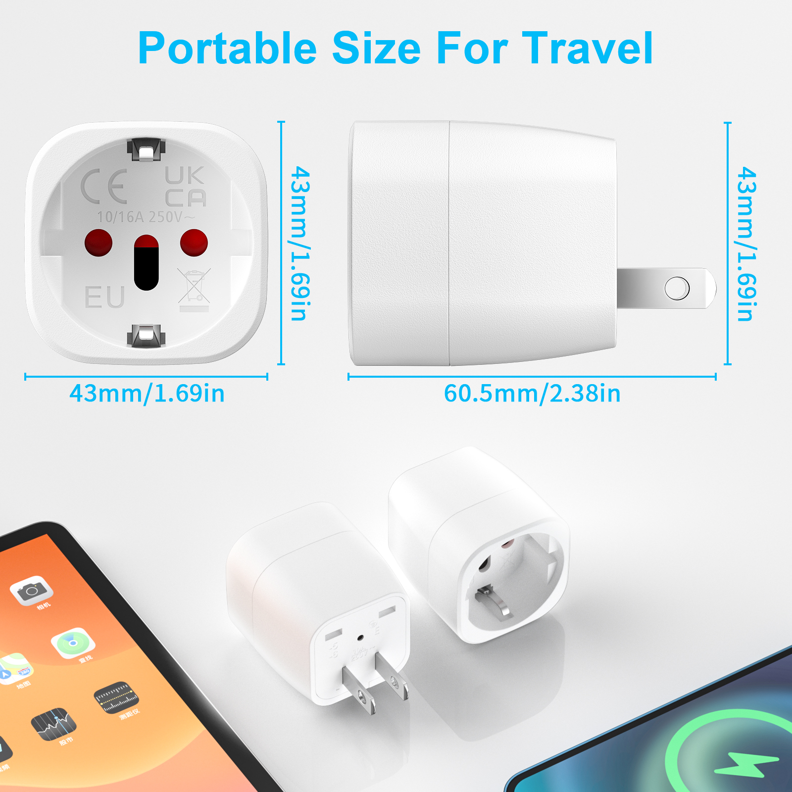 3 stks EU Naar VS Japan Canada Reisstekker Europees Italië Zwitserland Brazilië Socket Adapter USA JP Travel Adapter Power Converter