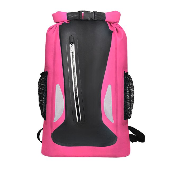 Mochila flotante reflectante de 25L, bolsa seca para motocicleta, paquete de océano, kayak de vela, cubierta de seco: Pink