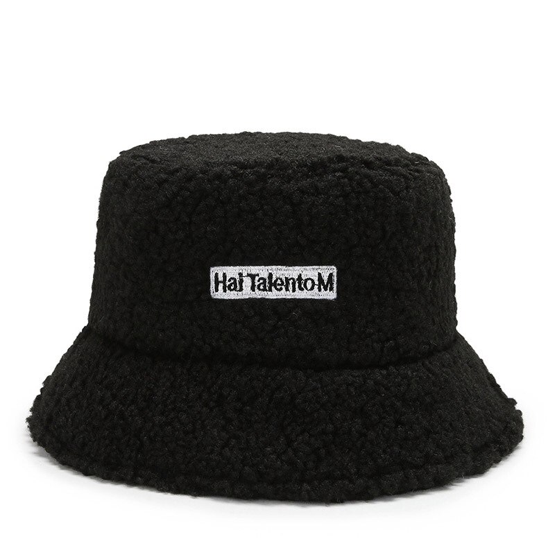 Gorro de pescador de punto de lana de cordero para hombre y mujer, gorro de pescador de lana de cordero, Unisex, a la , informal, para viaje al aire libre, tapa plana: Negro