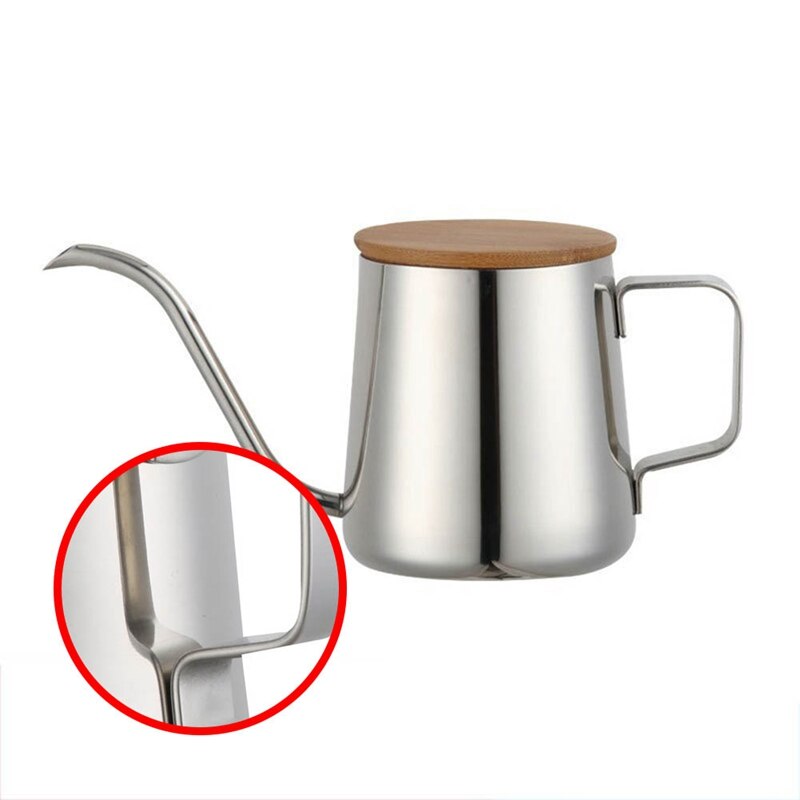 350Ml Long Narrow Spout Coffee Pot Gooseneck Kettle Stainless Steel Hand Drip Kettle Pour Over Coffee And Tea Pot With Wooden