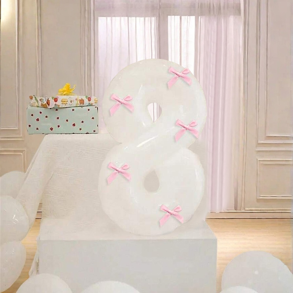40 inch roze strik decor witte nummer ballonnen, 0-9 witte nummer ballonnen met roze strik decor, geschikt voor verjaardagsfeestje, jubileum: Deep Sapphire