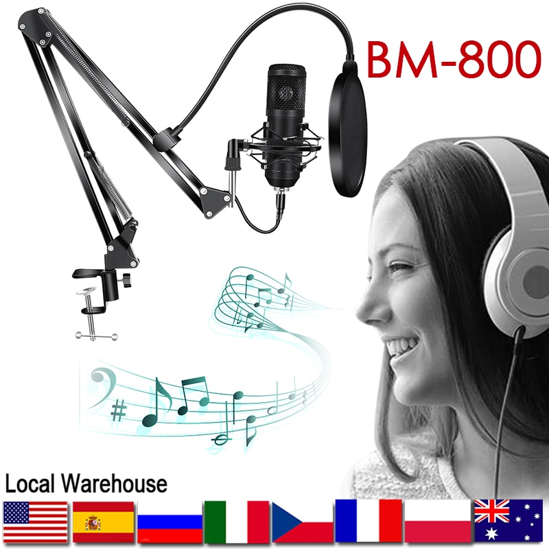 BM-800 Kondensator Mikrofon Bluetooth Kopfhörer Kopfhörer Mikrofon Bausatz Mic Stand Live Klang Effekte Prozessoren