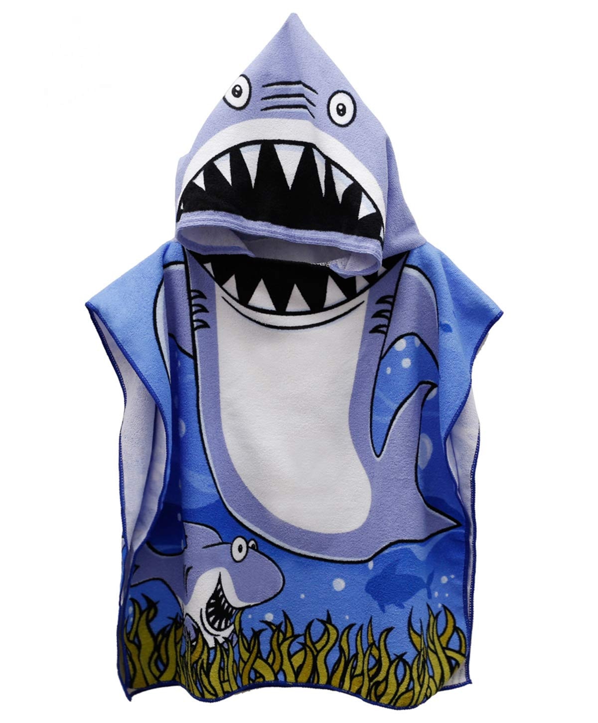 Toalla de playa con capucha para niños, estampado de tiburones, suave piscina, Poncho, capa, niños, bata de baño para Niños #15