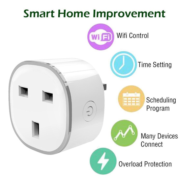 Smart Plug UK - Works with Alexa & Google Home - WiFi Remote Control - 10A 220V 600W - Overload Protection