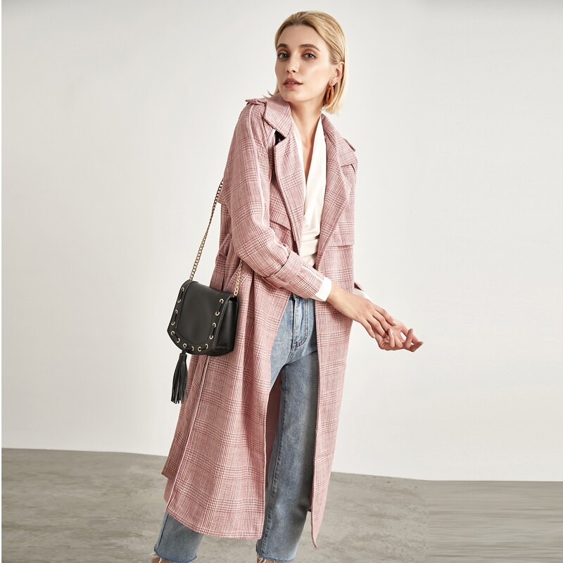 Bella Philosophie frühling herbst büro dame mantel plaid öffnen stich frauen mantel wolle und baumwolle damen vintage jacken