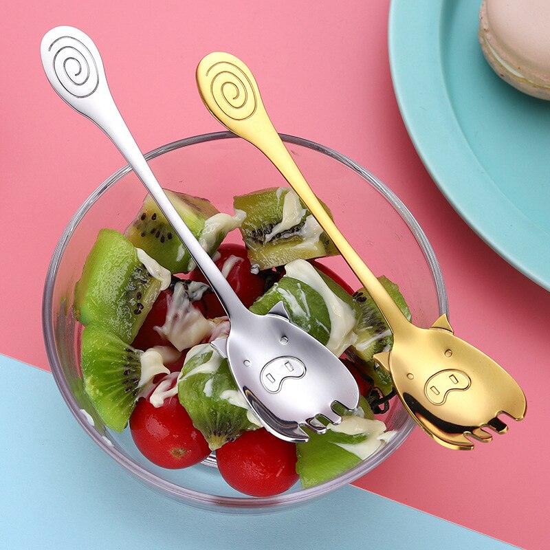 Kreative Nette Schwein Geformt Edelstahl Besteck Küche Geschirr Kaffee Tee Löffel Abendessen Gabel Besteck Tabelle Decor 7 Farben