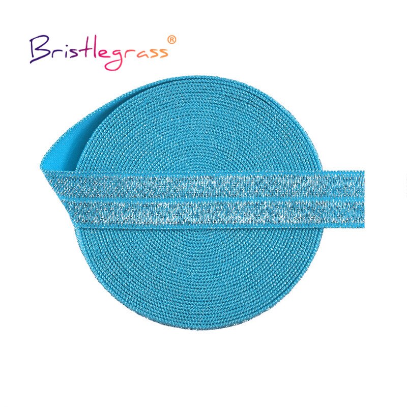 Bristlegrass Combo 13 Yard 5/8 &quot;15Mm Zilveren Glitter Vouw Over Elastiek Foe Spandex Band Tape Hair Tie Hoofdband jurk Naaien Trim