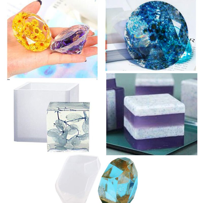 Resin Molds for Crafts Silicone Molds Kit for Casting Epoxy Resin UV Resin Sphere Pyramid Cubic Diamond Triangular Pyramid Mold