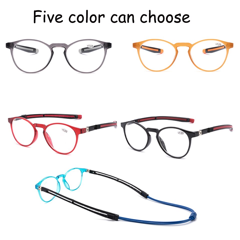 magnetic reading glasses portable men and women hanging neck reading glasses TR90 magnet reading glasses for the elderly