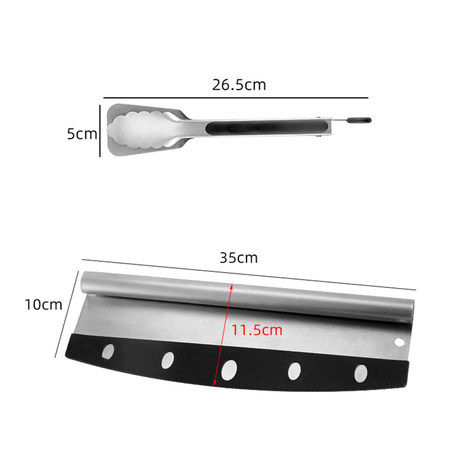 Half Moon Pizza Cutter + Clip Stainless Steel Pizza Tools Set with Lock High Elastic Spring Baking Tool