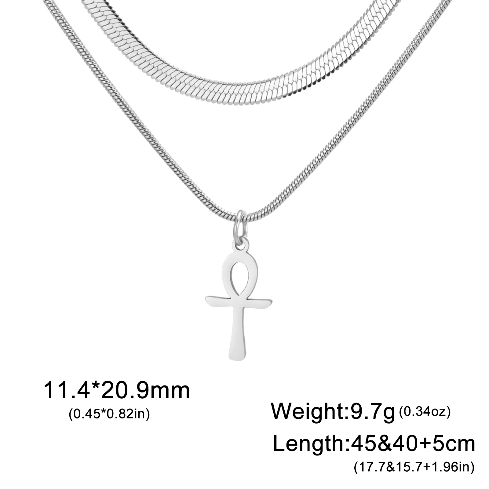 Lucktune Ankh Cruz amuleto egipcio collar de acero inoxidable llave de la vida símbolo crucifijo colgante collar mujeres joyería religiosa: De arma
