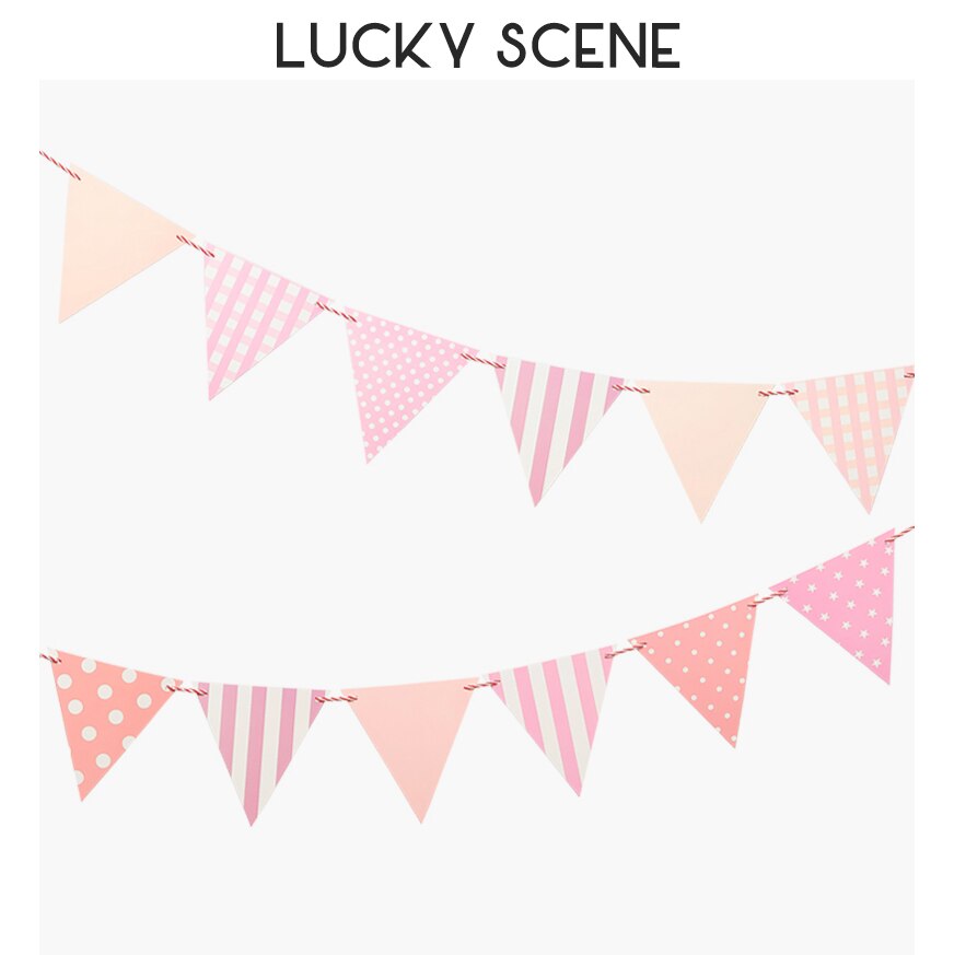 Paper Banner Flags Bunting Birthday Event Festival Party Celebration, Decorations S00451: Pink dots