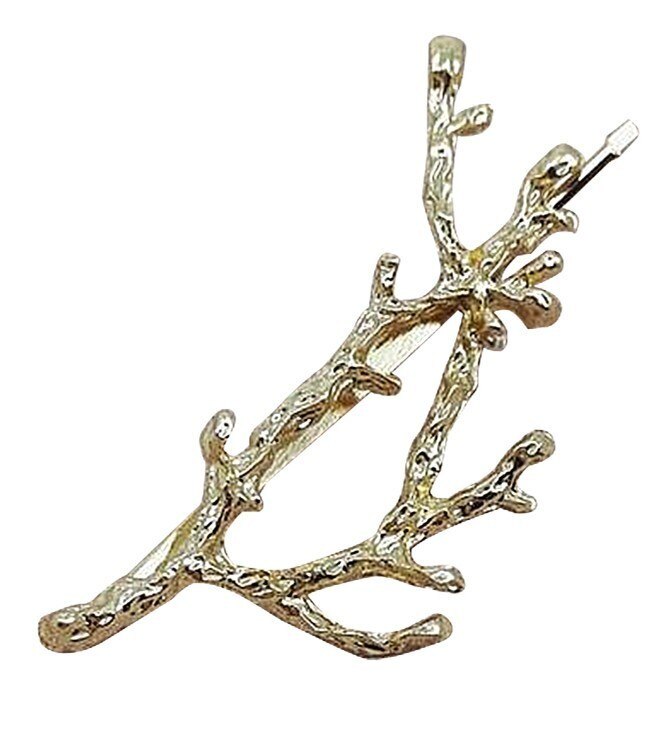 Pinzas para el pelo con forma de hoja de Metal para niña, 1 Uds., pasadores de cristal, horquilla con perlas, pasador, Herramienta de Peinado para el cabello de plumas: Branch1