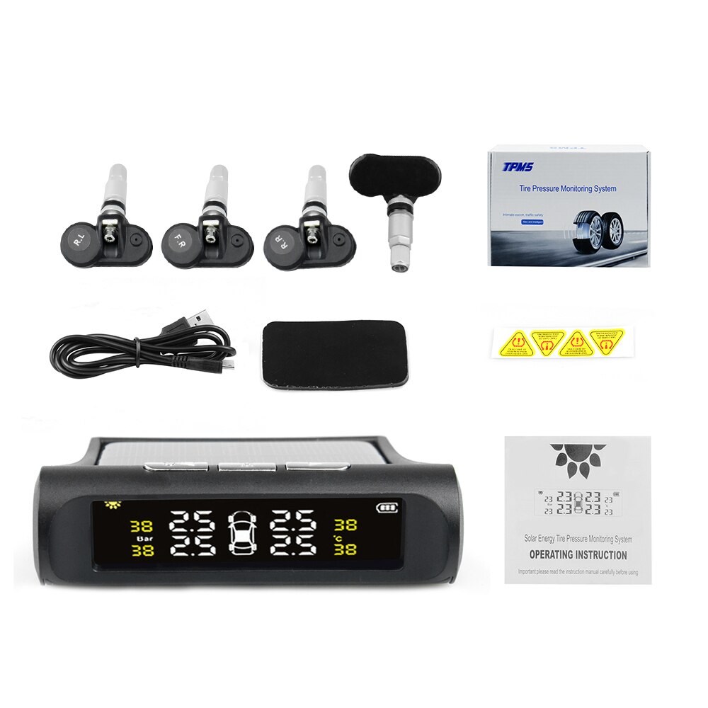 Smart Car TPMS Tyre Pressure Monitoring System Solar Power Digital LCD Display Auto Security Alarm Systems Tyre Pressure