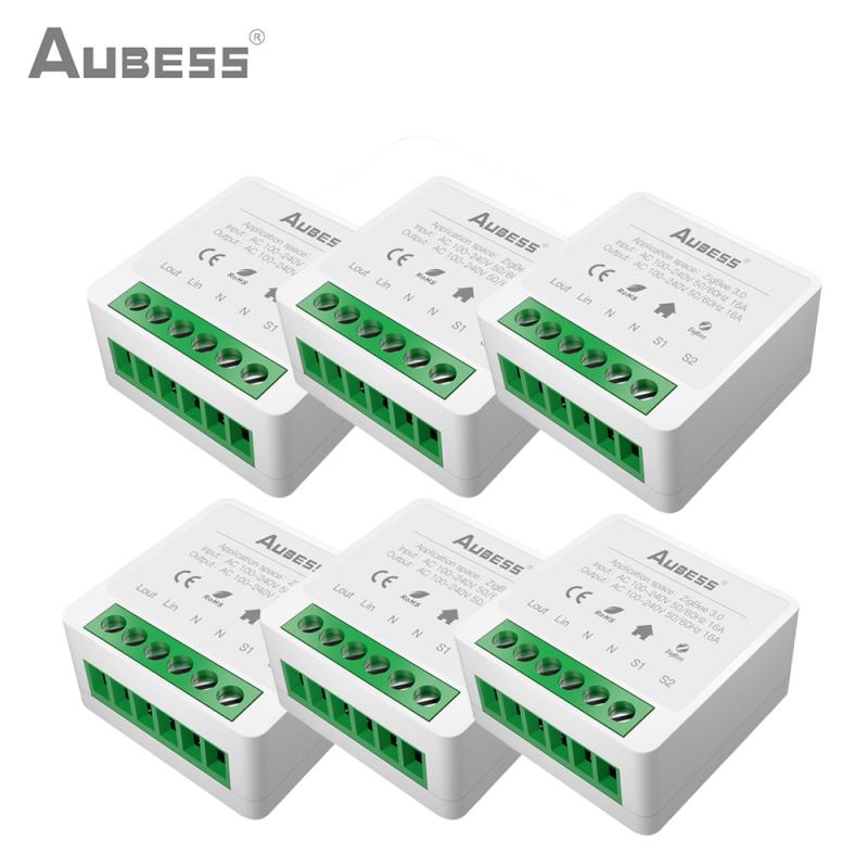 Aubess zigbee 3,0 tuya smart light switch smart home automation diy module breaker supports 2 -way control works with alexa google: 6 pieces