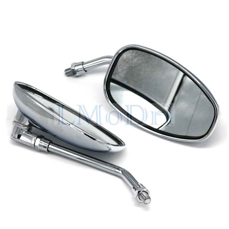 Motorcykel spejle krom 10mm tråd universal motorcykel set bagfra ovale sidespejle tilbehør 2 stk/par