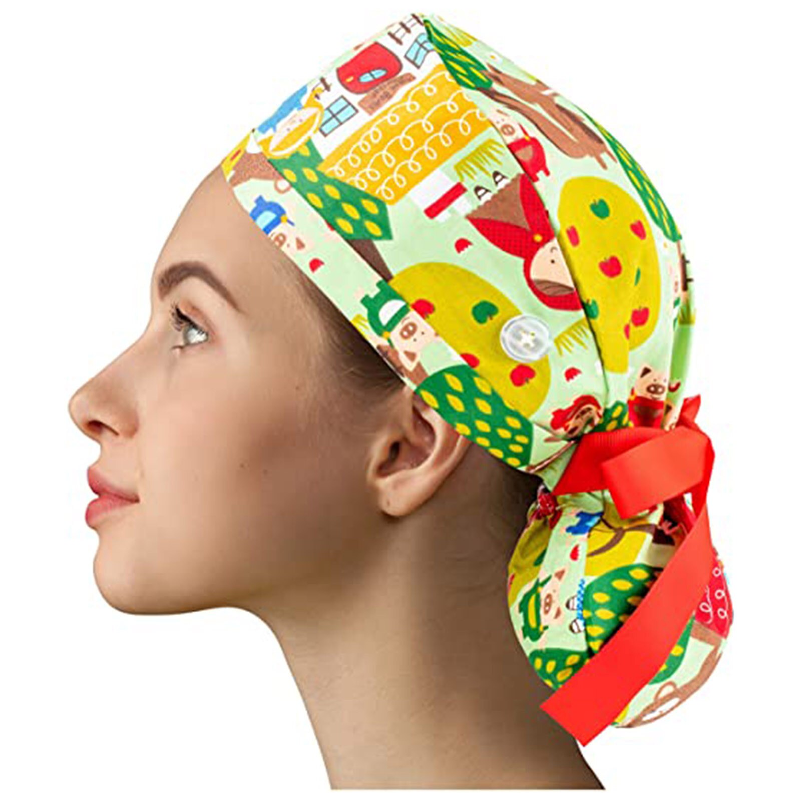 Printed Nurse Cap Nurse Cap With Buttons Bouffant Sweatband Hat For Womens Mens Casual Work Hat Gorros Enfermeria: C