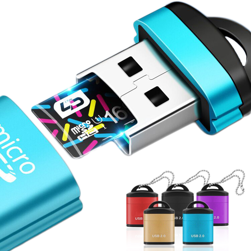 Mini USB 2.0 Card Reader Memory Card Adapter for TF/Micro Sd Cards Reading High Speed Card Reader with Plastic Lid Key Ring