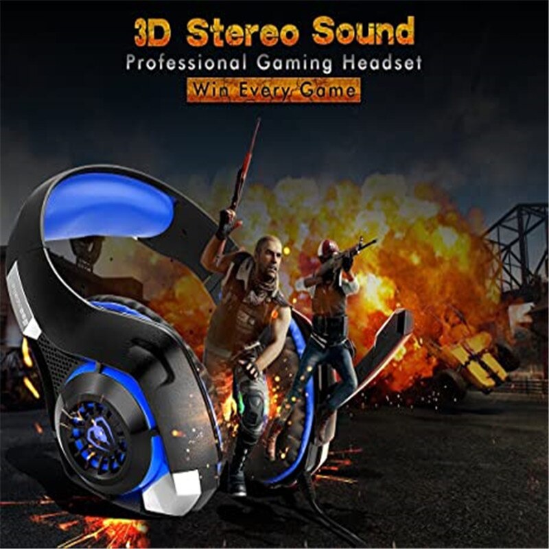 Gaming Headset with Noise Canceling mic, PS4 Xbox One Headset , Memory Foam Earpad for PC, Mac, Laptop, Mobile