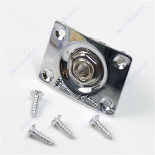 Chrome Rectangle Output Guitar Jack Plate Socket