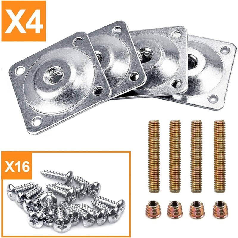 Slope Table Feet Fixing Plate 4 Angled Sofa Legs Mounting Bracket Set With Screw 2022