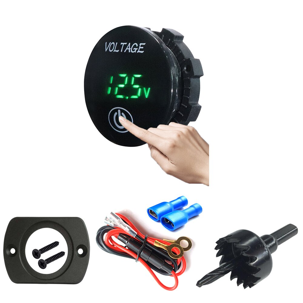 mini digital voltmeter panel volt volt måler tester med ta på på av bryter til bil motorsykkel båt marine biltilbehør: Grønn